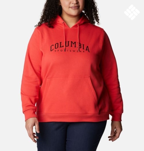 Women's Columbia Logo Hoodie Red | Plus Size CA-N38C4